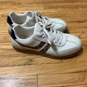 Limelight White and Leopard Print Sneakers